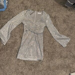 Lost + Wander Silver Sequin Dress